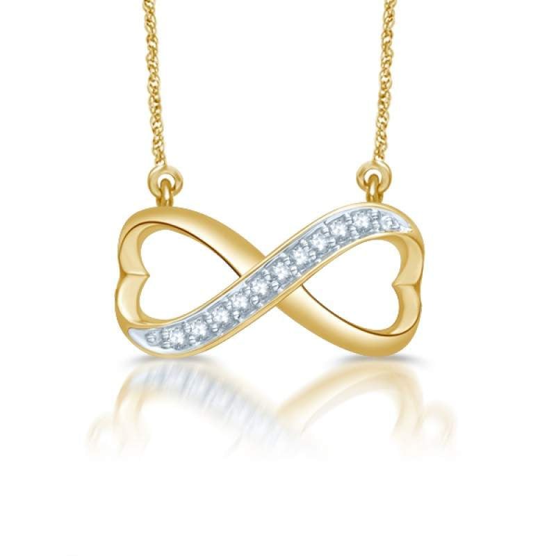 9ct Yellow Gold Diamond Infinity Necklace-Heart | Red Wrappings